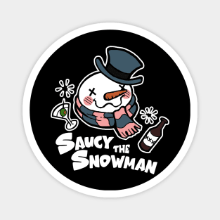 Saucy The Snowman - Frosty Humor - White Outlined, Color Version 2 Magnet